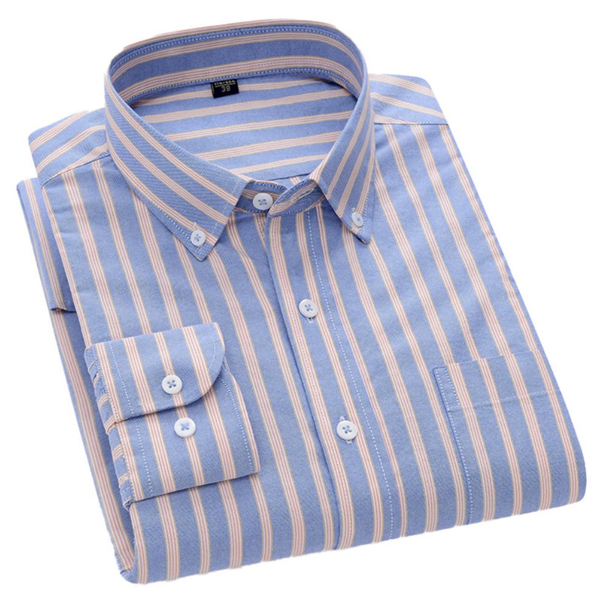 Cromoncent Mens Cotton Oxford Shirt Long Sleeve Button Down Dress Shirts with Pocket