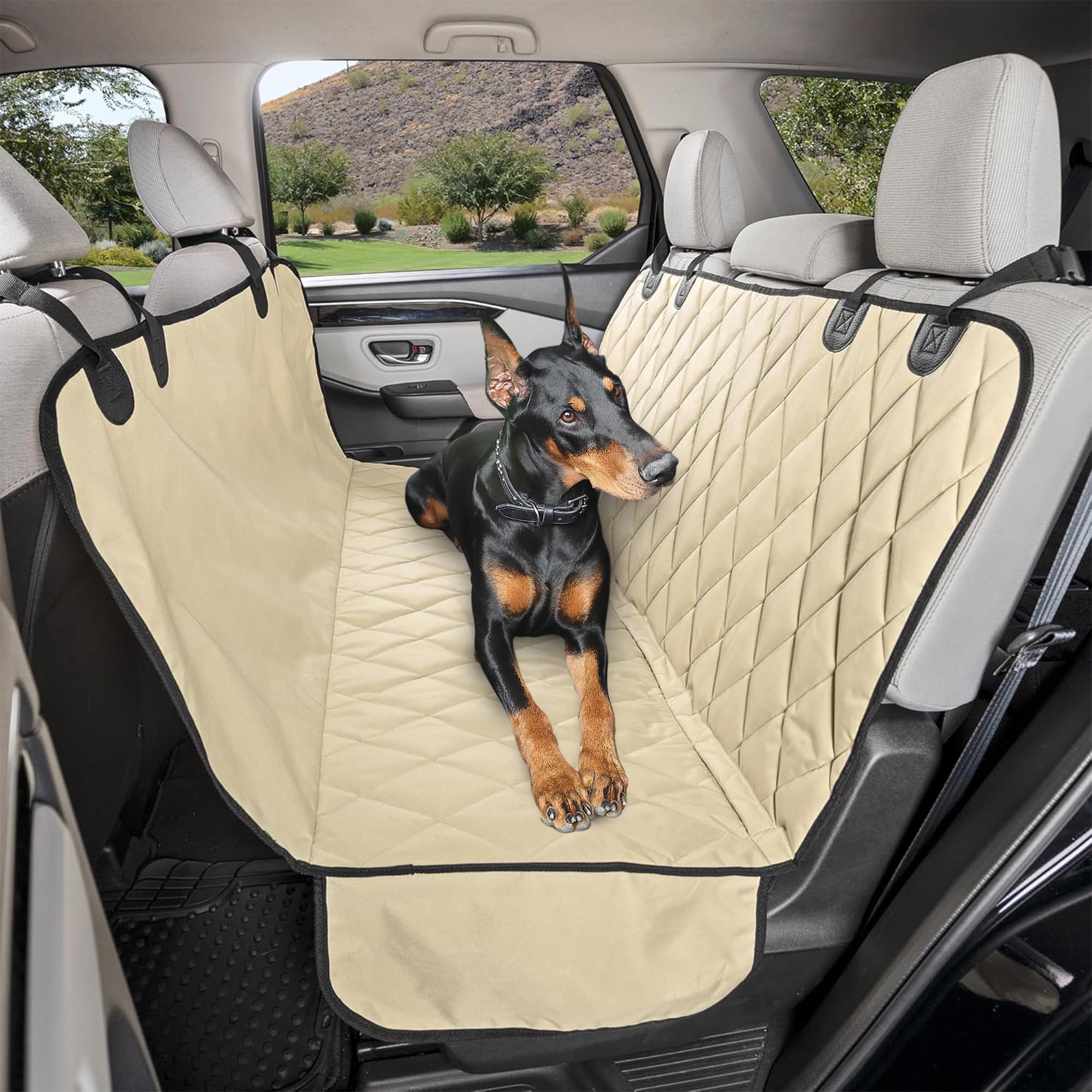 4Knines Dog Backseat Cover with Hammock for Cars, SUVs, and Trucks – Waterproof Layers, Nonslip Seat Protector, Durable Nylon Clips, K9 Shield with Heavy Duty Thread, (Extra Large, Grey)