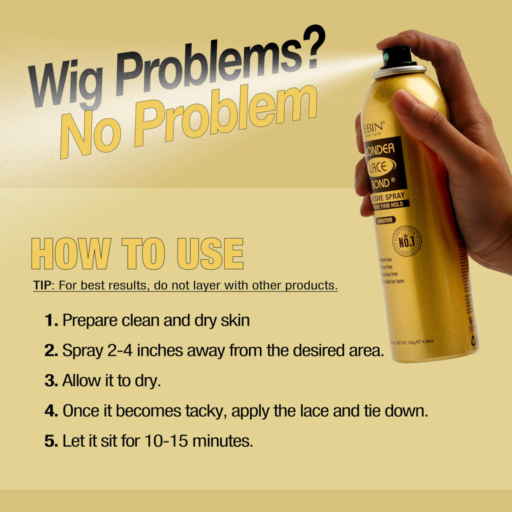 EBIN NEW YORK Wonder Lace Bond Adhesive Spray - Extreme Firm Hold 2.7oz/ 80ml| Active Use, Fast Drying, No Residue, No Build-up, All-day Powerful Hold, Easy Daily Wig Install