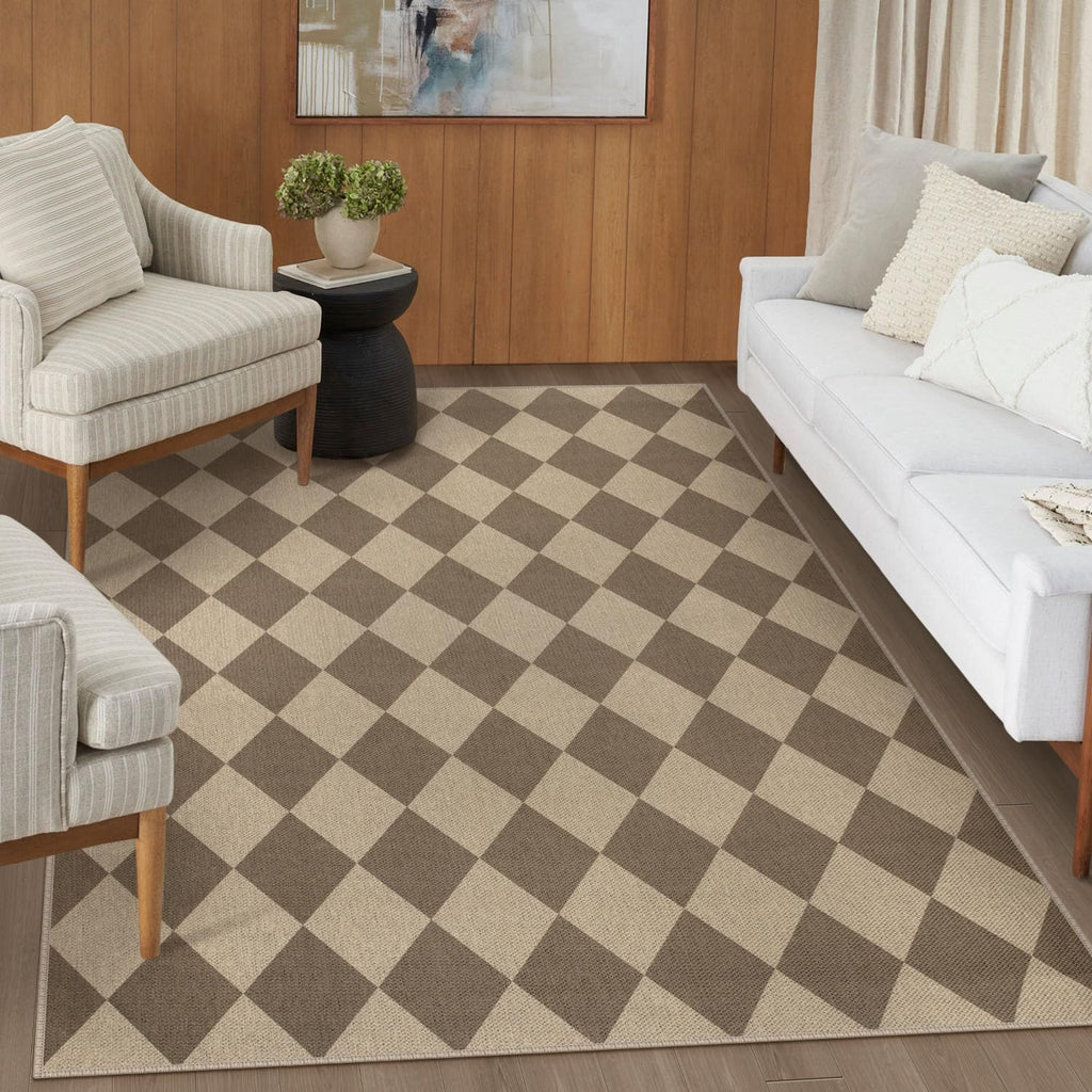 Rugalia Easy Jute Checkered Entryway Rug, 2x3 Black Modern Indoor Outdoor Doormat, Washable Non-Slip Neutral Small Kitchen Rug Farmhouse Diamond Throw Rugs for Entrance Bedroom Bathroom