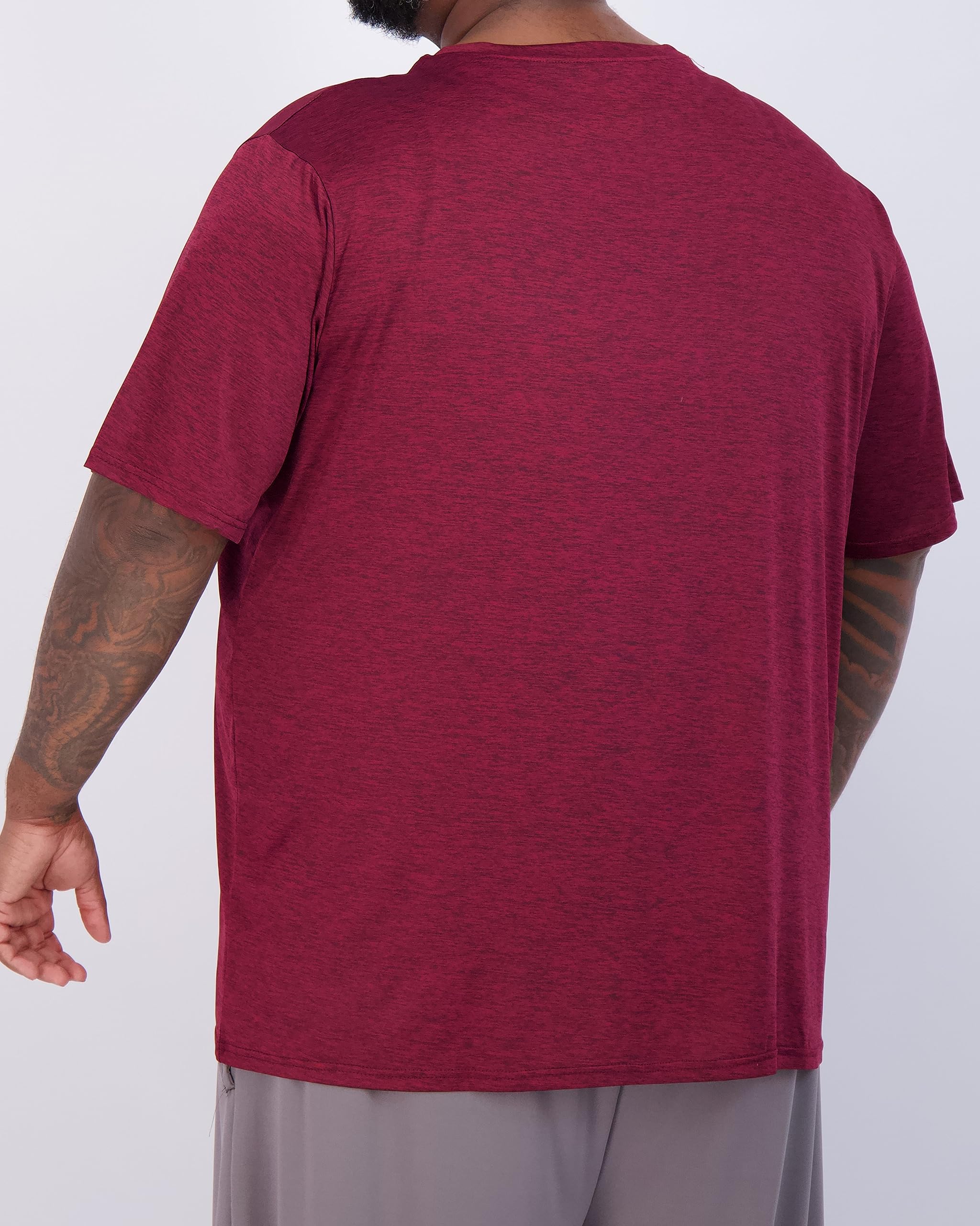 Real Essentials 3 Pack: Men's Big & Tall Short Sleeve V-Neck Athletic T-Shirt Dry-Fit Workout Shirts Moisture Wicking (3X-5X)