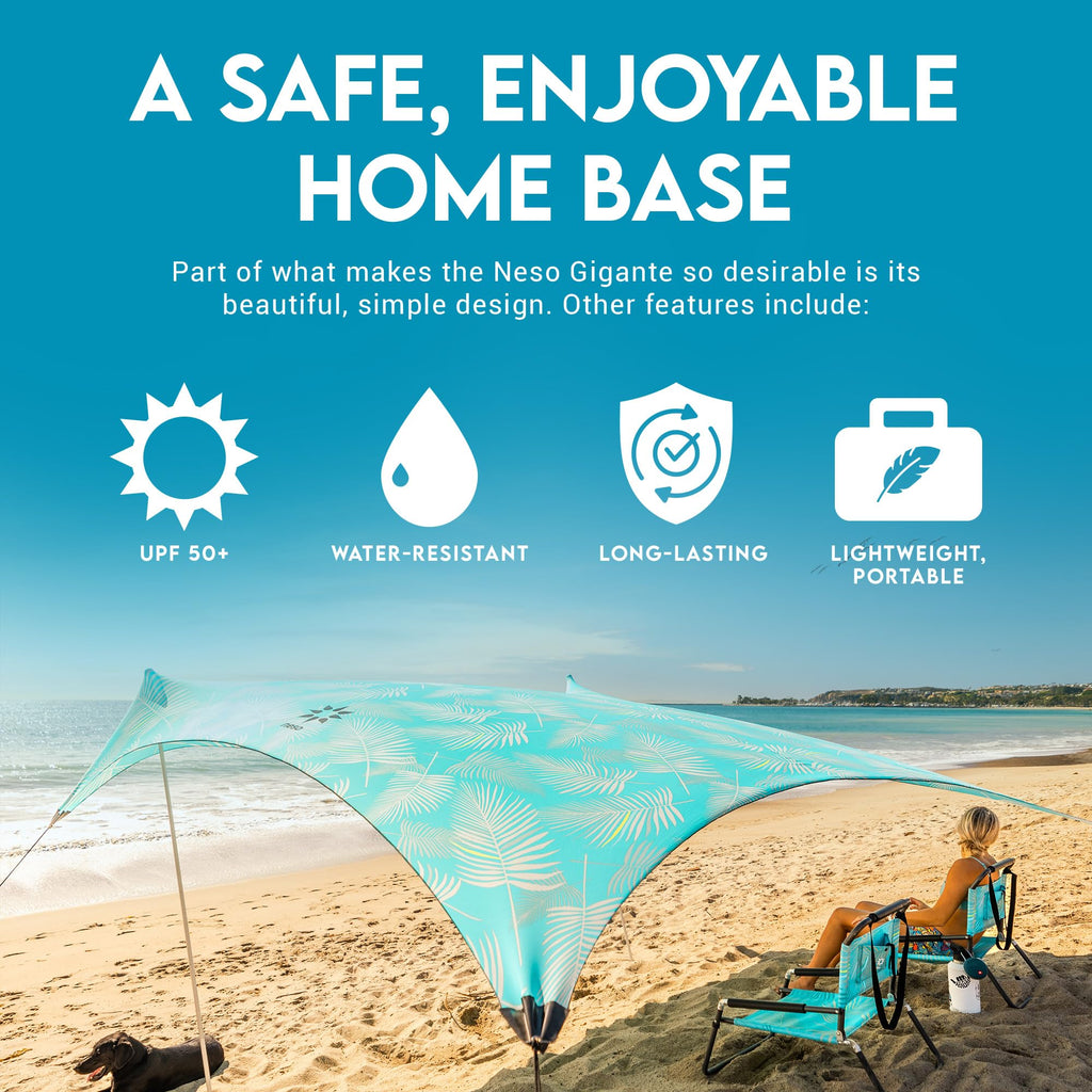Neso Gigante Portable Beach Tent Sun Shelter - Lightweight Beach Shade Canopy - Easy Setup for Family Outings - Patented Reinforced Corners - UPF 50+ - 8ft Tall, 11 x 11ft - Save The Whales