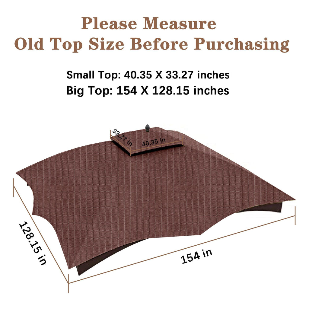 SCOCANOPY Replacement Top Compatible with The Lowe's Gazebo Model #GF-12S004B-1 / GF-12S004BTO (Grey Ripstop)