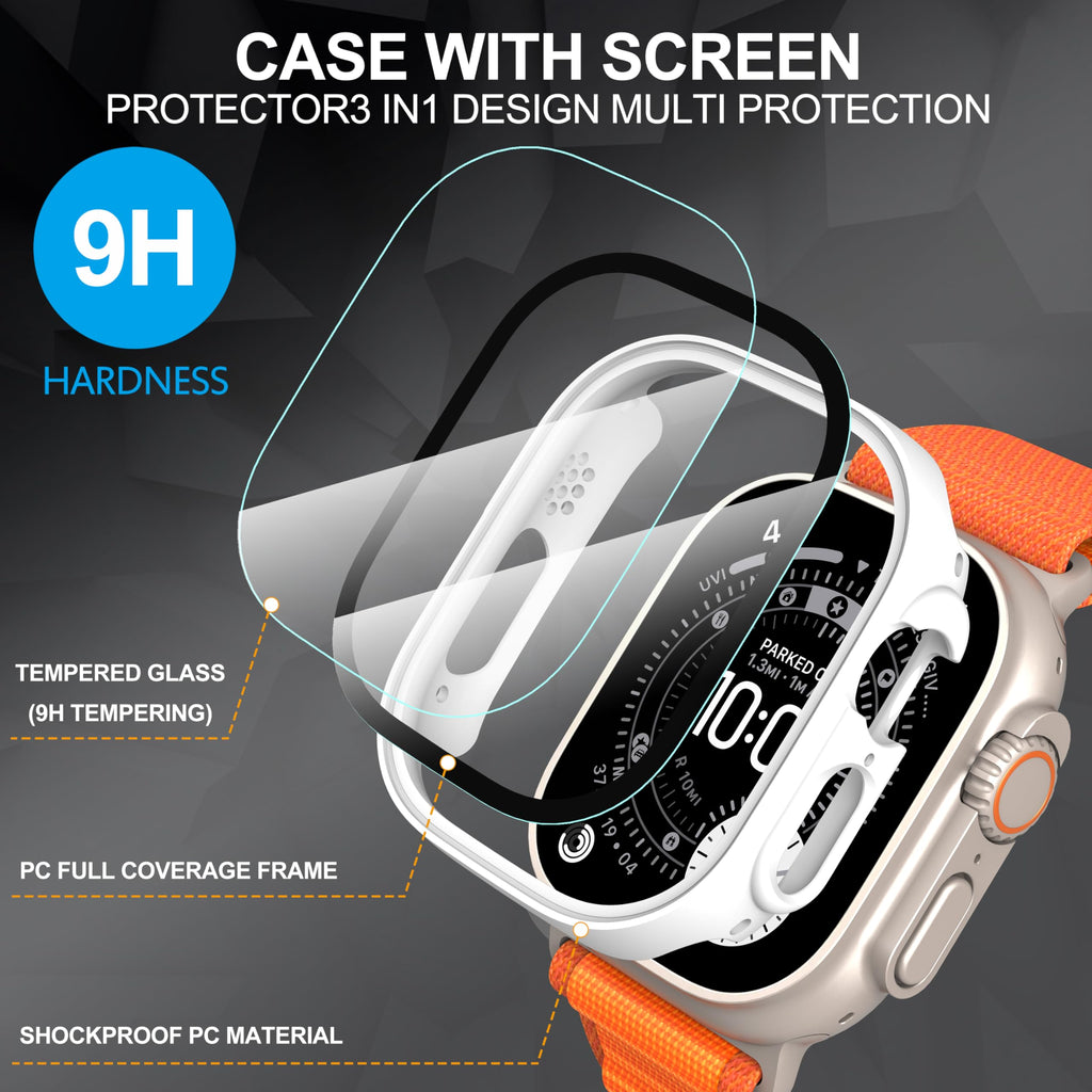 Diruite 2-Pack for Apple Watch Series 3/2/1 38mm Case, Ultra-Thin All-Around Tempered Glass Screen Protector Protection Cover for iWatch 38mm - Black