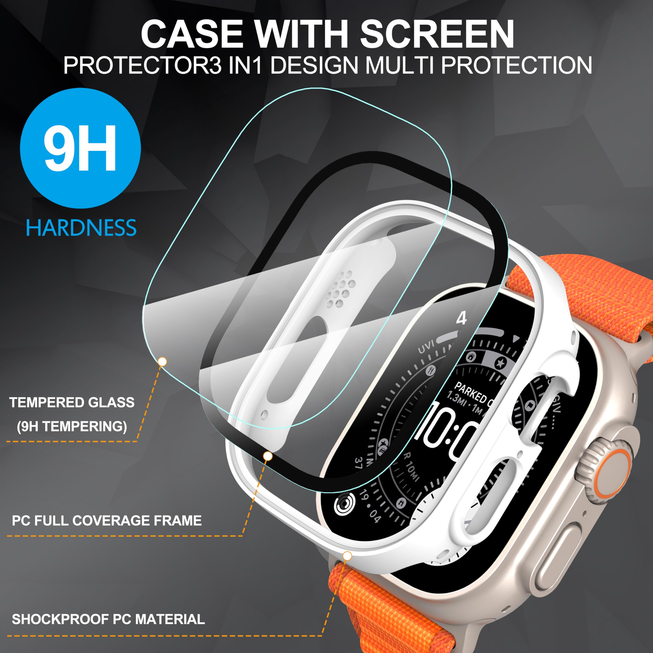 Diruite 2-Pack for Apple Watch Series 3/2/1 38mm Case, Ultra-Thin All-Around Tempered Glass Screen Protector Protection Cover for iWatch 38mm - Black
