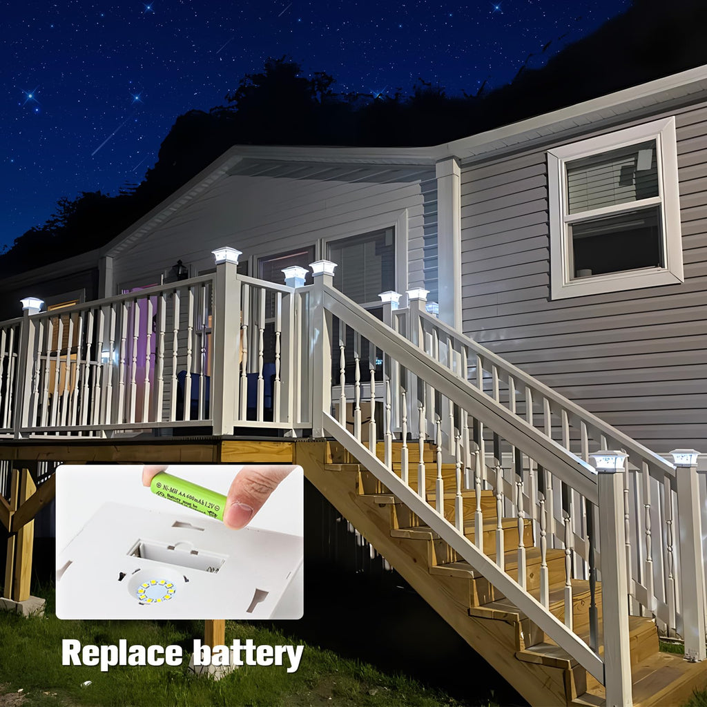 VOLISUN Solar Post Cap Lights Outdoor, Solar Powered Fence Cap Lights for 4x4 Vinyl/Wood, Black Waterproof Solar Deck Post Light 4Pack Cool/Warm for Garden Patio Porch