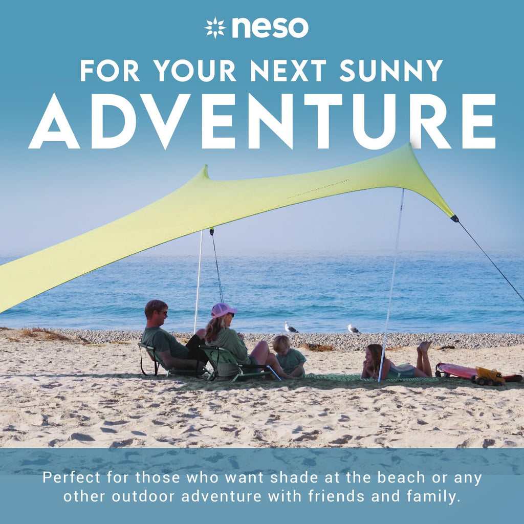 Neso Gigante Portable Beach Tent Sun Shelter - Lightweight Beach Shade Canopy - Easy Setup for Family Outings - Patented Reinforced Corners - UPF 50+ - 8ft Tall, 11 x 11ft - Save The Whales