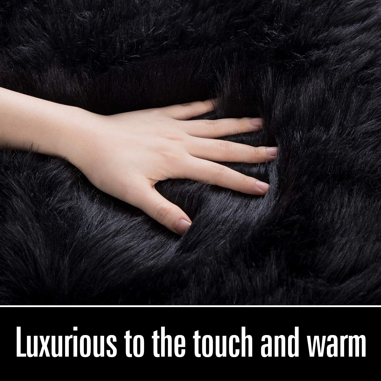 LOCHAS Soft Fluffy Faux Fur Rugs for Bedroom Bedside Rug 2x3 Feet, Washable, Furry Sheepskin Area Rug for Living Room Girls Room, Luxury Shag Carpet Home Decor, Beige