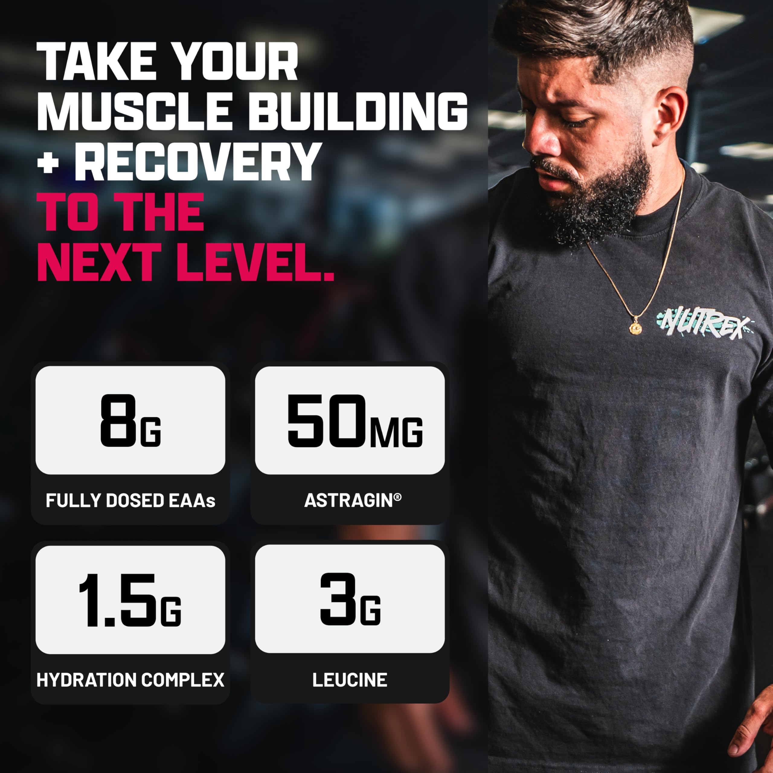 Nutrex Research EAA Hydration | EAAs + BCAAs Powder | Muscle Recovery, Strength, Muscle Building, Endurance | 8G Essential Amino Acids + Electrolytes | Apple Pear 30 Servings