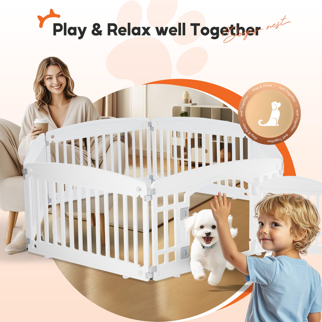 Dog Playpen 24 Inch 8 Panels, Ideal Dog Fence for Puppy/Small Dogs Indoor & Outdoor Bliss, Perfect Dog Pen for Camping, Yard, RV, Garden Fence, Black