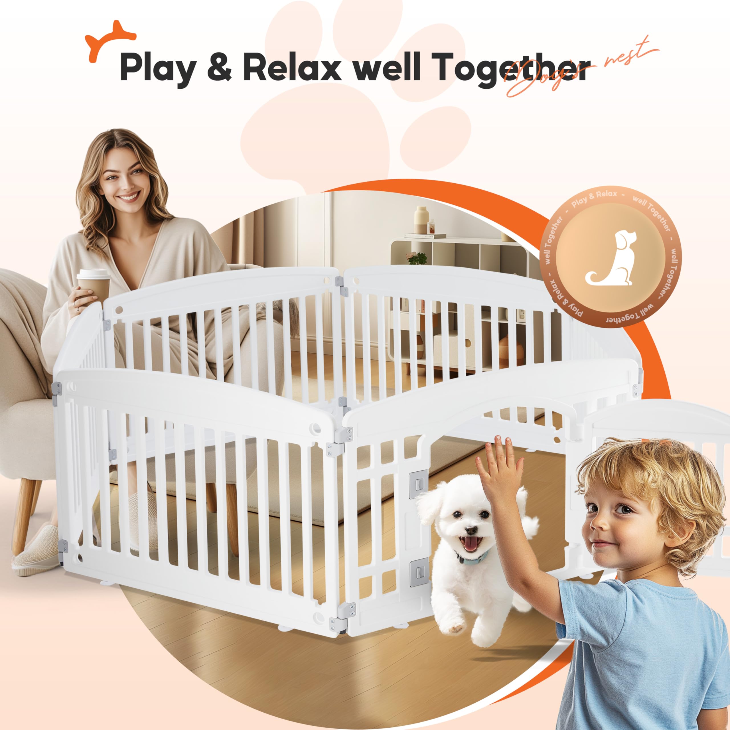 Dog Playpen 24 Inch 8 Panels, Ideal Dog Fence for Puppy/Small Dogs Indoor & Outdoor Bliss, Perfect Dog Pen for Camping, Yard, RV, Garden Fence, Black