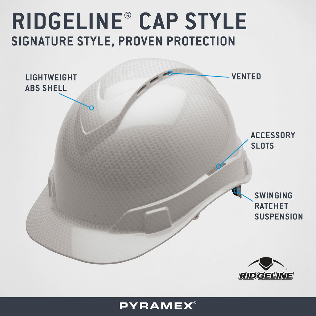 Pyramex Ridgeline Cap Style Hard Hat 4 Point Ratchet Vented