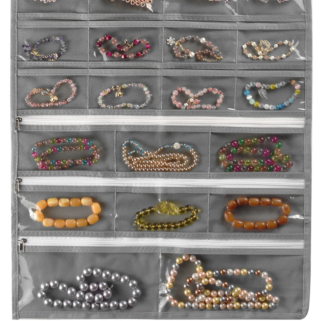 BB Brotrade Hanging Jewelry Organizer,Accessories Organizer,80 Pocket Organizer for Holding Jewelries（Beige）