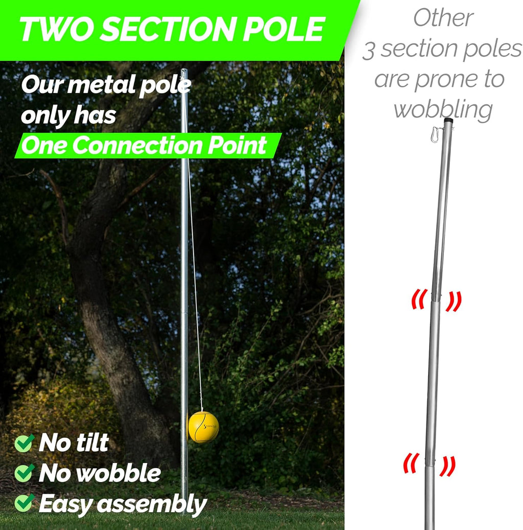 STERLING Sports Premium Tetherball Set Heavy Duty Tether Ball, Rope and Pole Set, 10-1/2' Tall for Outdoor Backyard