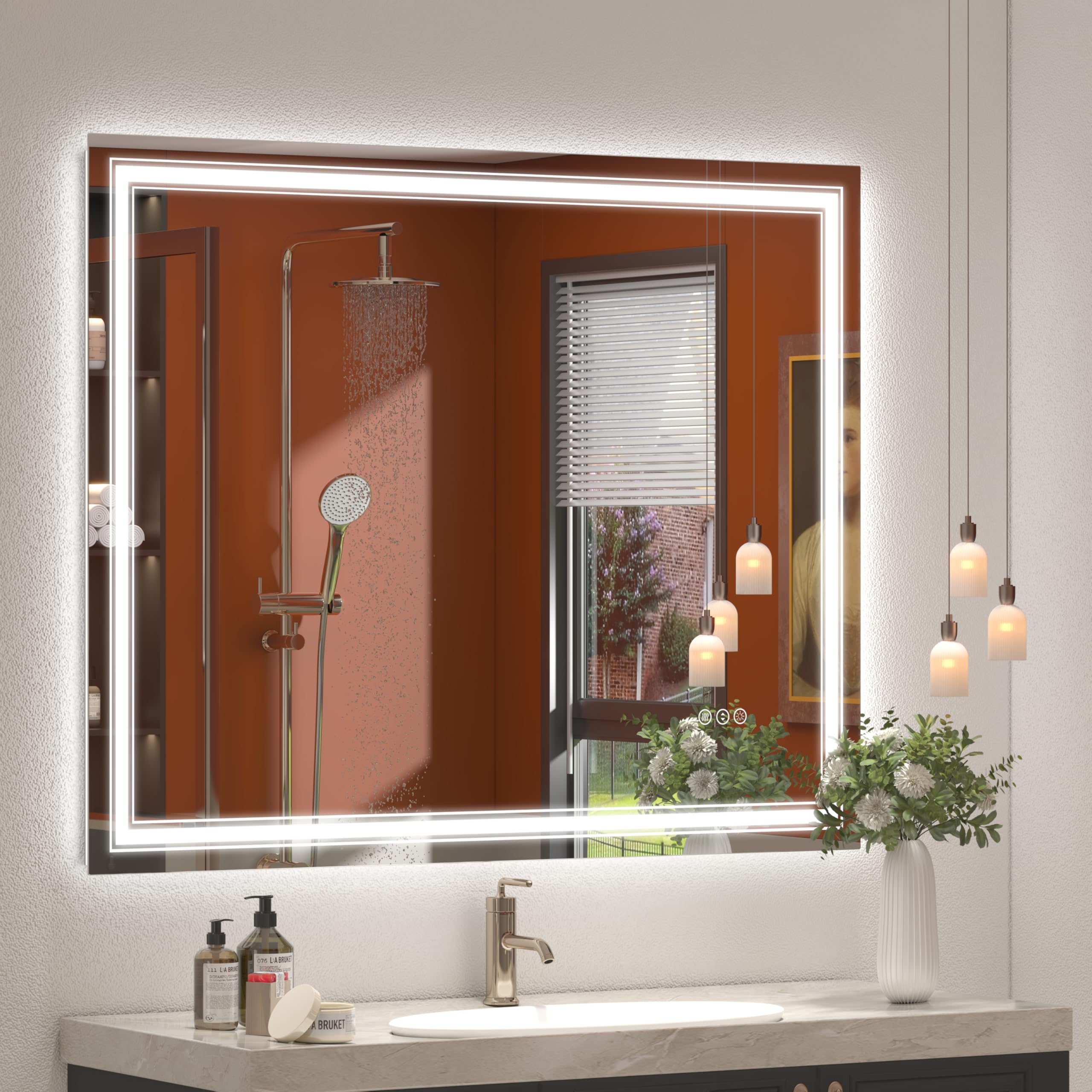 20x28 LED Bathroom Mirror, Vanity Mirror with Lights, Backlit and Front lit Mirror for Wall, Dimmable, Anti-Fog, Shatterpoof, Memory (Horizontal/Vertical)