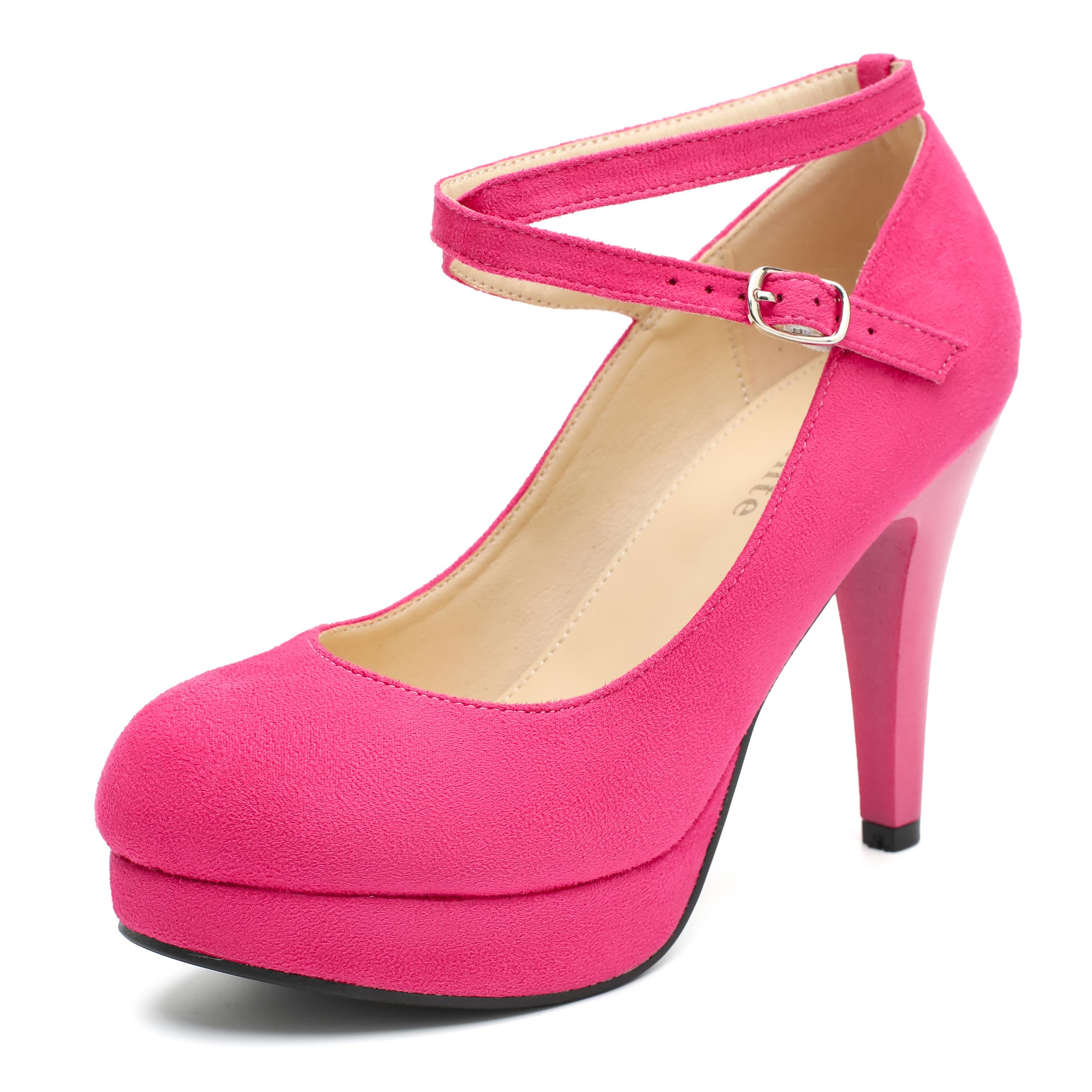 fereshte Women's Platform Pumps, Ankle Strap, High Heel, Closed Toe, Party Wedding Dress Shoes