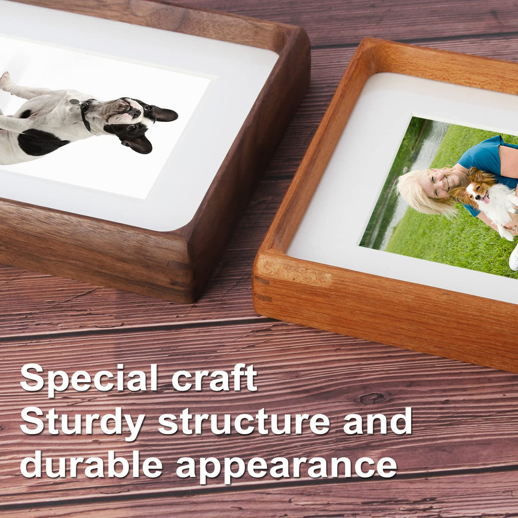 Mini Wood Picture Frame,Small Picture Frames 2x3 with Tiny Mat | Cute Polaroid Picture Frame,Teak Solid Natural Wood Tiny Photo Frame, Tabletop and Wall Mounting