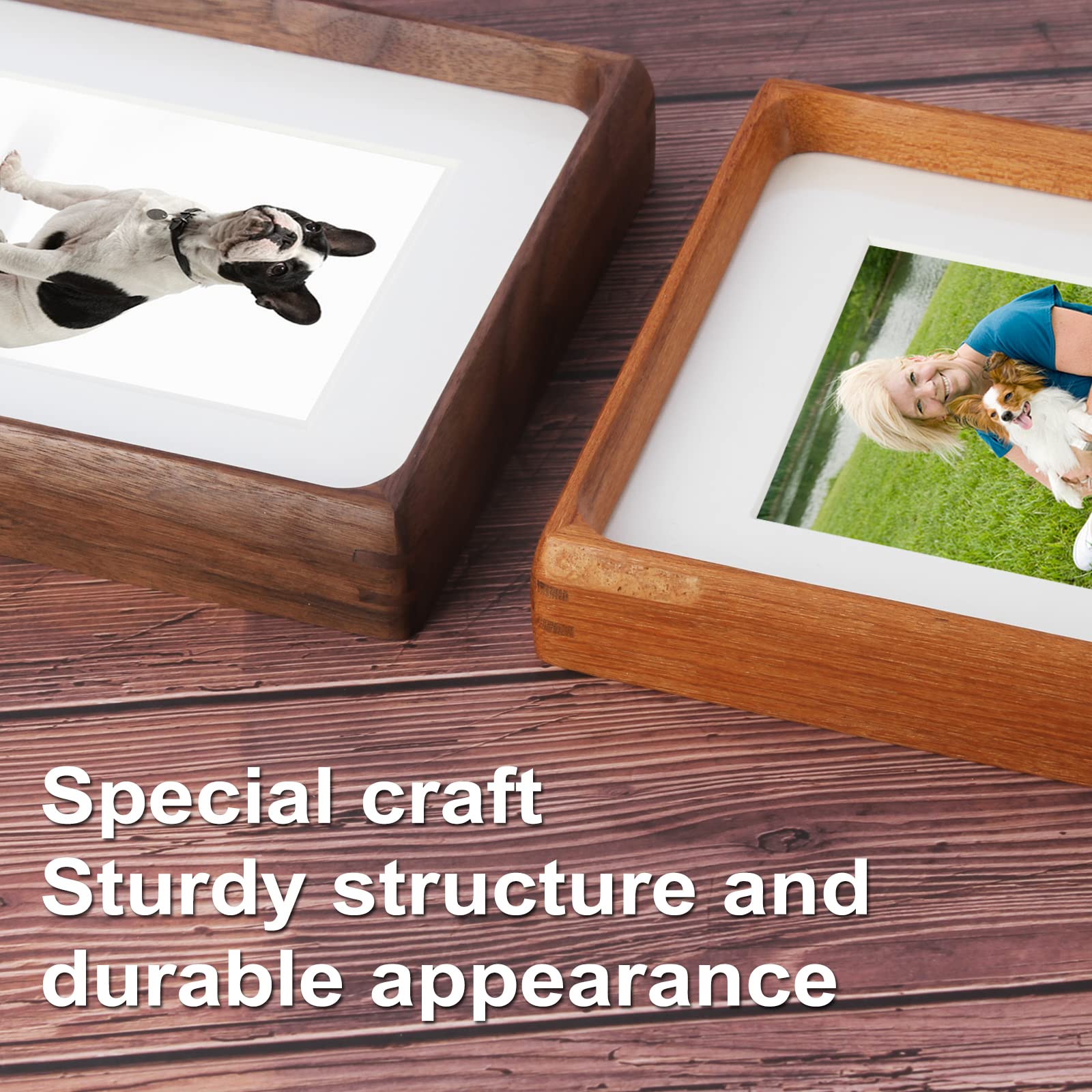 Mini Wood Picture Frame,Small Picture Frames 2x3 with Tiny Mat | Cute Polaroid Picture Frame,Teak Solid Natural Wood Tiny Photo Frame, Tabletop and Wall Mounting
