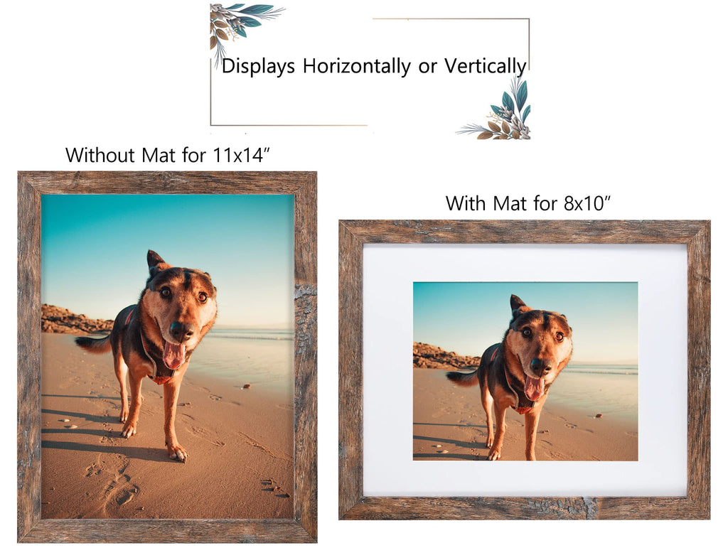 Califortree Black 11x14 Picture Frame - Display Photos 8x10 with Mat or 11x14 Without Mat - HD Glass Inside, Set of 2