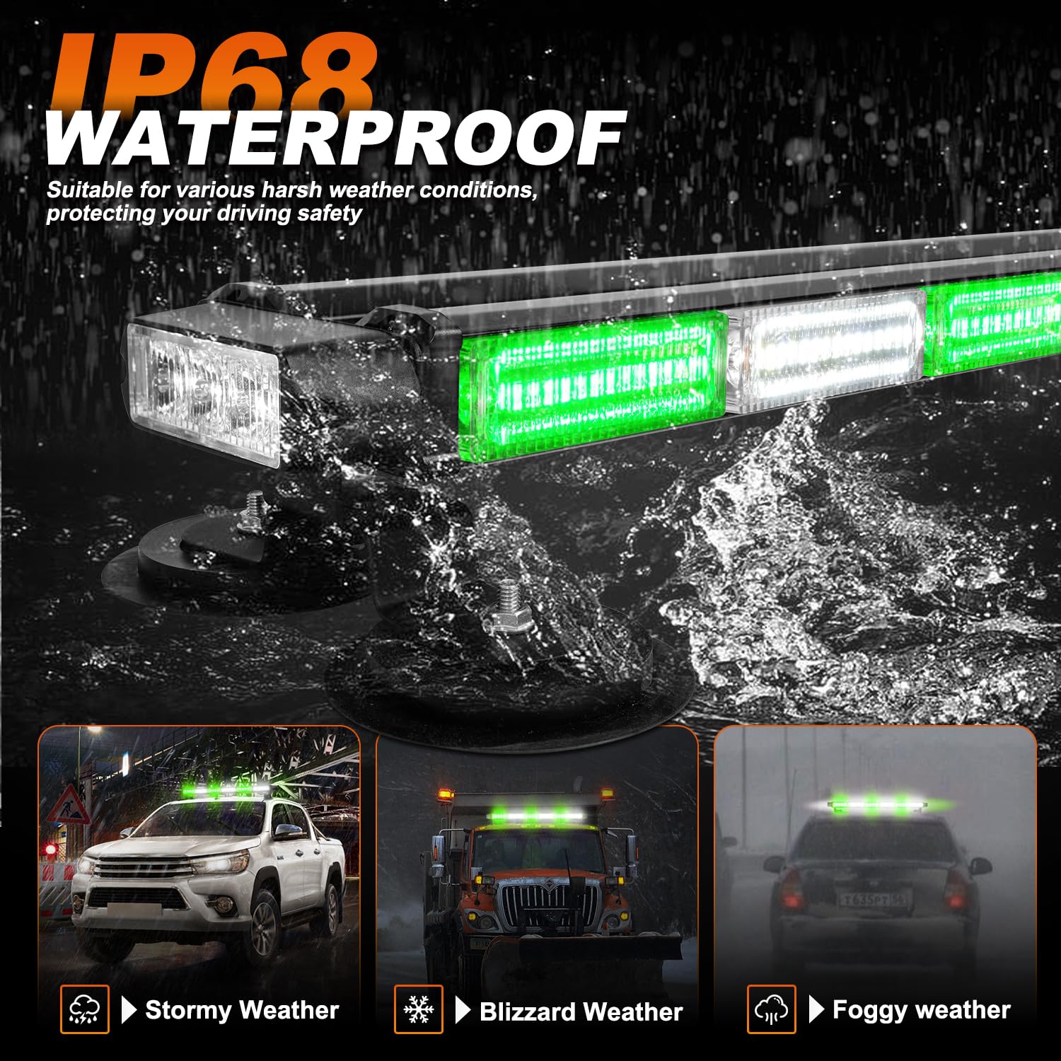 ASPL 26inch 126 LED Rooftop Emergency Strobe Lights Bar Double Side Flashing Safety Warning Traffic Advisor Light Bar Hazard Snow Plow Light for Work Trucks Vehicles Construction Tow Pickup(Amber)