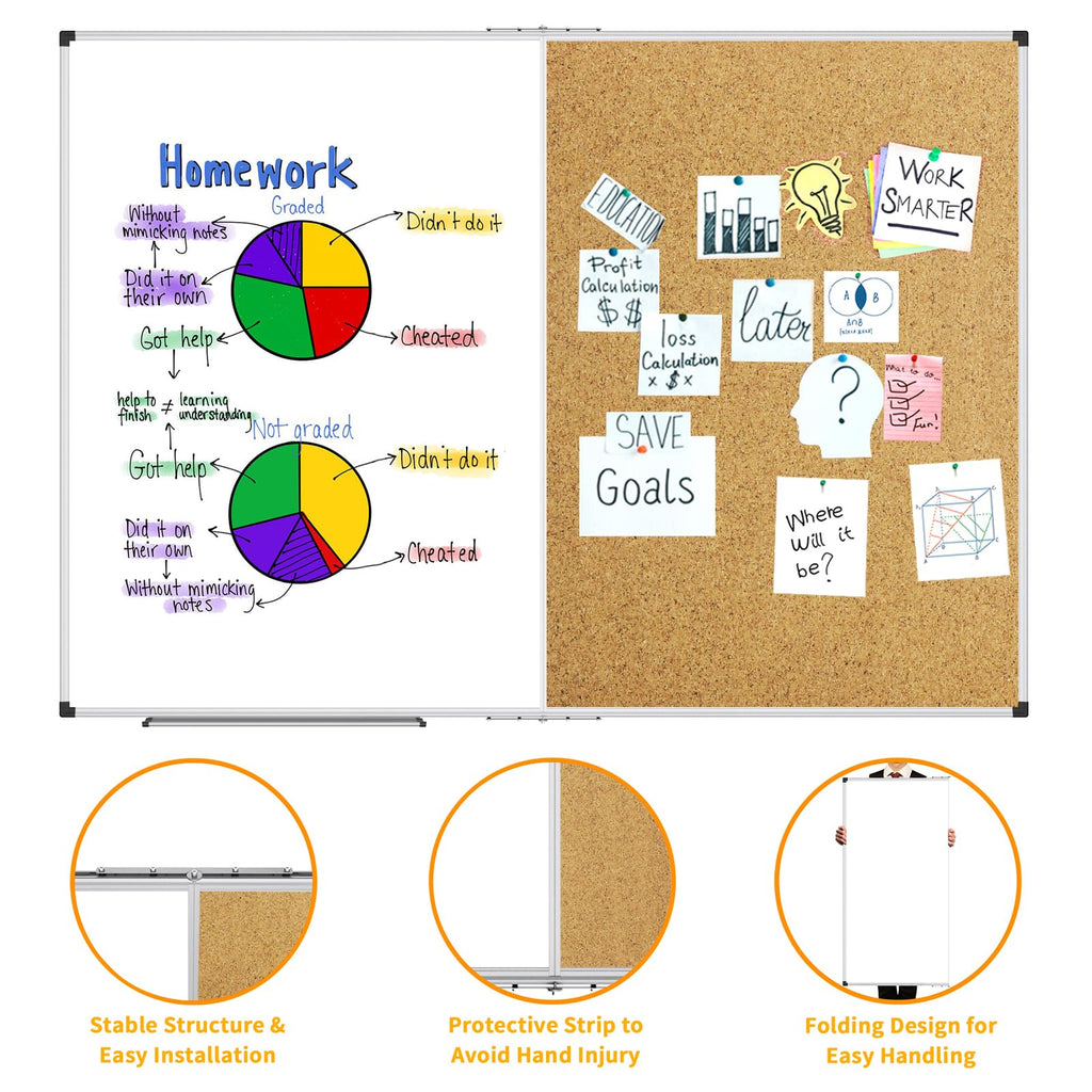 XBoard 24 x 18 Inch Wall-Mounted Office Cork Board, Notice Bulletin Board with Aluminum Frame