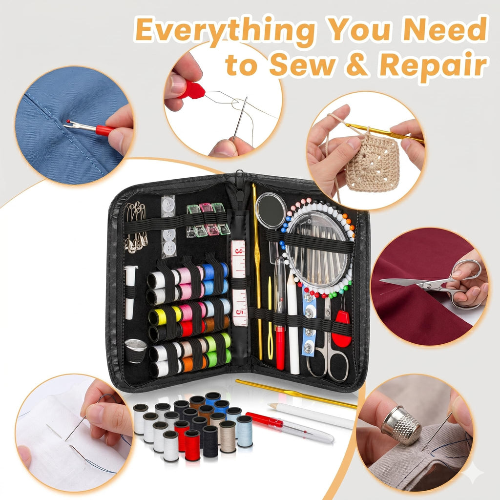 ARTIKA Travel Sewing Kit, 59-Piece Portable Kit for Travel, Includes Scissors, Thread, Tape Measure - Sewing Accessories and Supplies