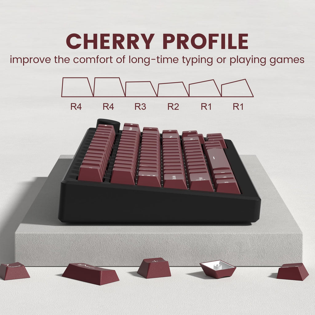 dagaladoo Black Topographic keycaps Double Shot PBT keycaps Shine Through Keyboard Keys Side Printed Key caps Cherry Profile Custom keycap Set for100%, 75%, 65%, 60% US Layout Mechanical Keyboard