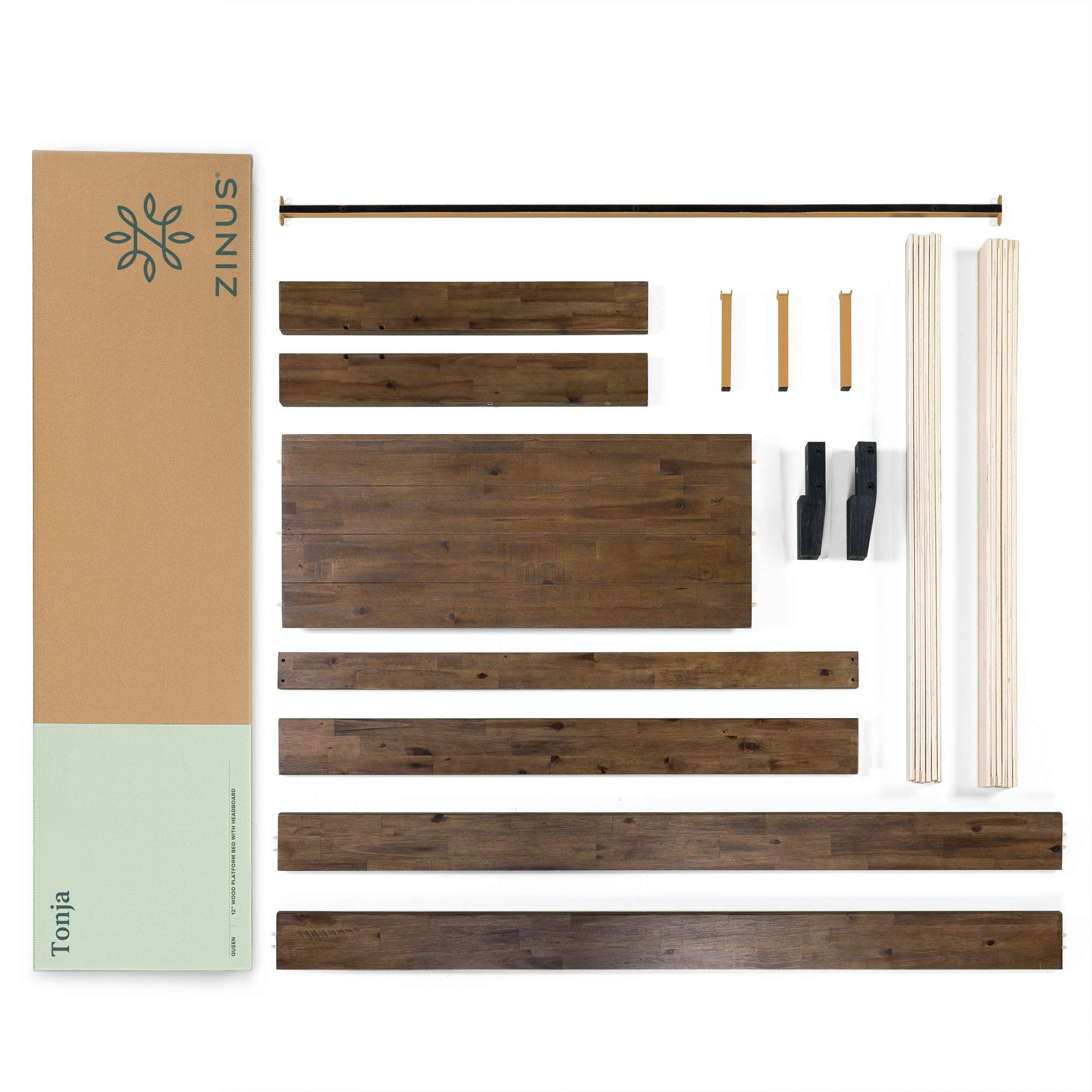Zinus Tonja Wood Platform Bed Frame with Headboard, Mattress Foundation with Wooden Slat Support, No Box Spring Needed, Easy Assembly, Full