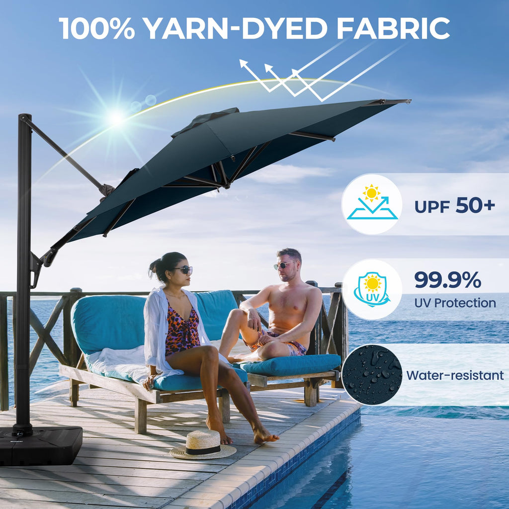 SUNVIVI OUTDOOR Outdoor Patio Umbrella, Patio Umbrella, Market Umbrella, Large Outdoor Umbrella, Metal Pole Umbrella with Push Button Tilt and Crank, Polyester Canopy