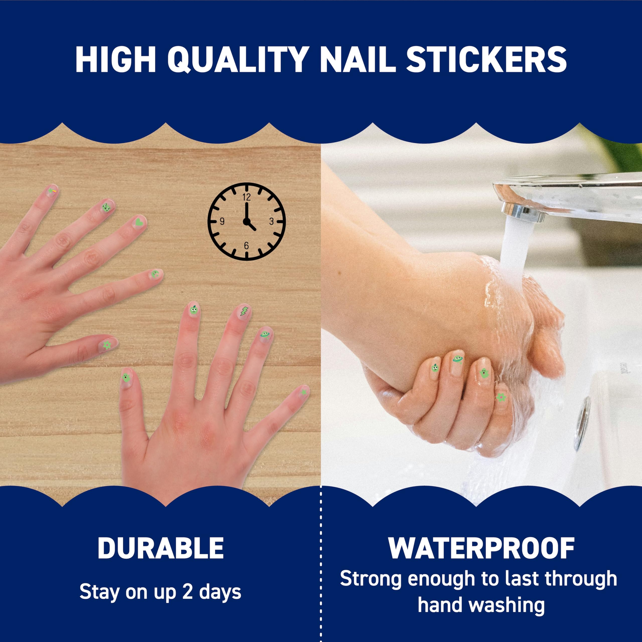 Omy Friends & Animals Nail Stickers for Kids - 200 Stickers, Waterproof, Durable, Fun, Creative Designs | Strong Enough to Last Through Hand Washing - Easy to Apply, Safe, Non-Toxic | Age 3 and Up