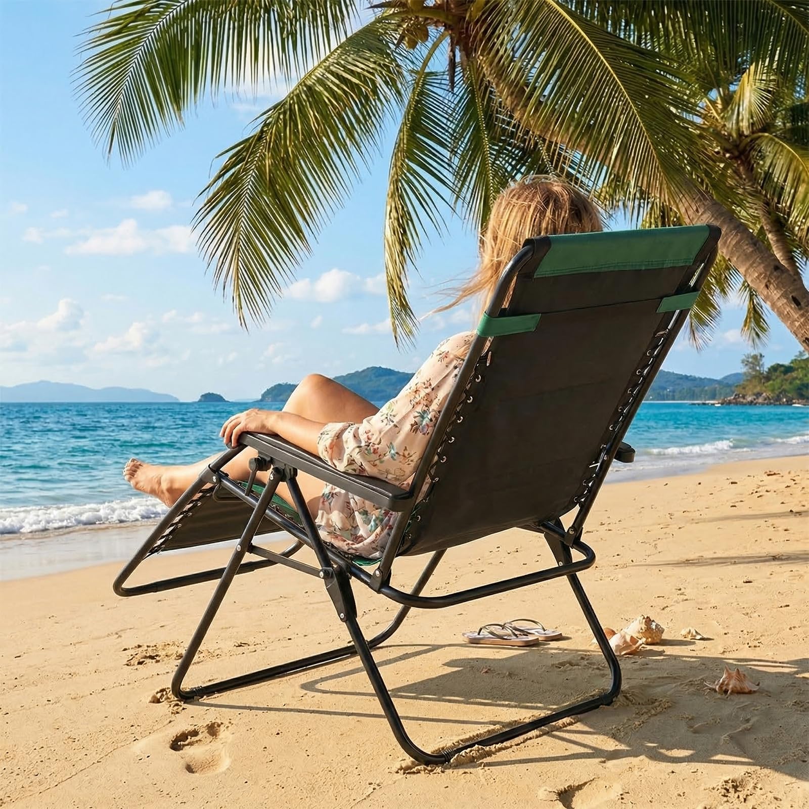 Sweetcrispy Zero Gravity Chairs, Set of 4 Portable Recliner Beach Camping Patio Outdoor Folding Lounge Chair with Cup Holder Trays and Adjustable Pillow for Poolside, Garden, Backyard, Lawn, Black