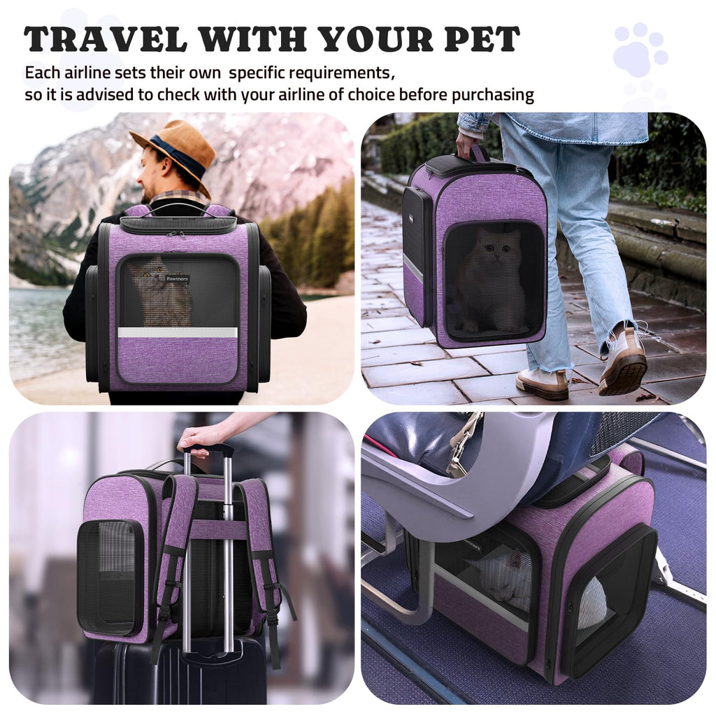 Cat Carrier Backpack with Detachable Play Tunnel, 2 in 1 Cat Tunnel Backpack Suitable for Carrying & Playing, Expandable Pet Carrier for Small Medium Kitten Puppy, Suitable for Travel Hiking Camping