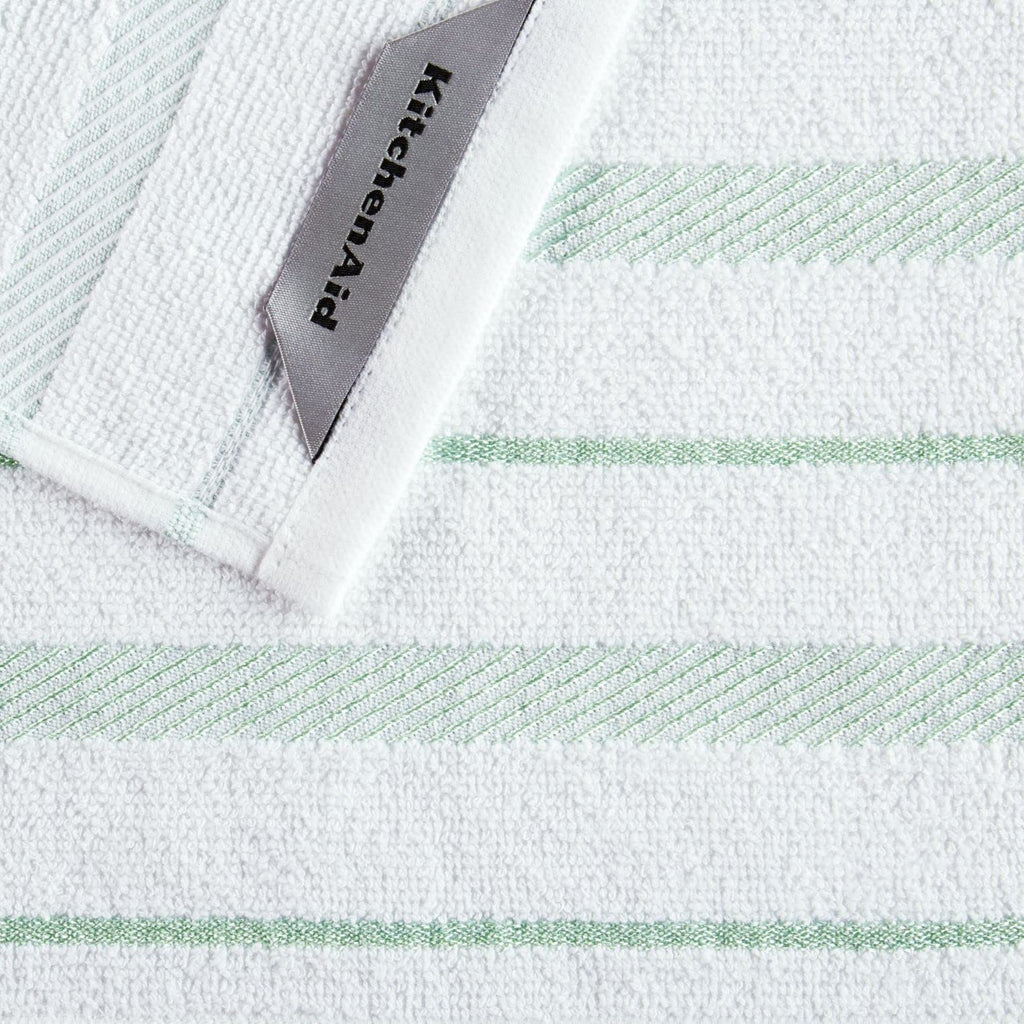 KitchenAid Albany Dishcloth 8 Pack Set, Aqua Sky/White, 12"x12"