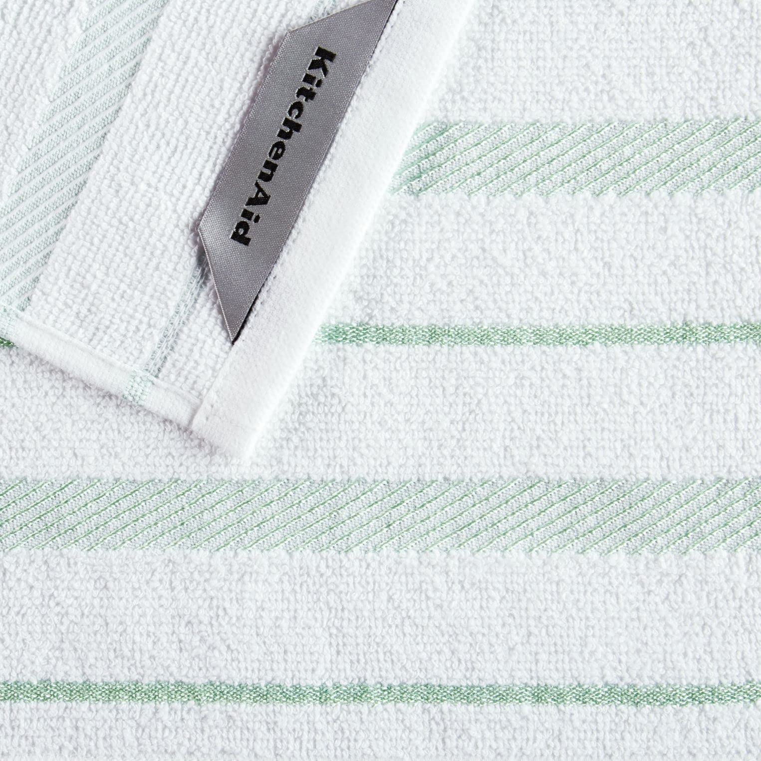 KitchenAid Albany Dishcloth 8 Pack Set, Aqua Sky/White, 12"x12"
