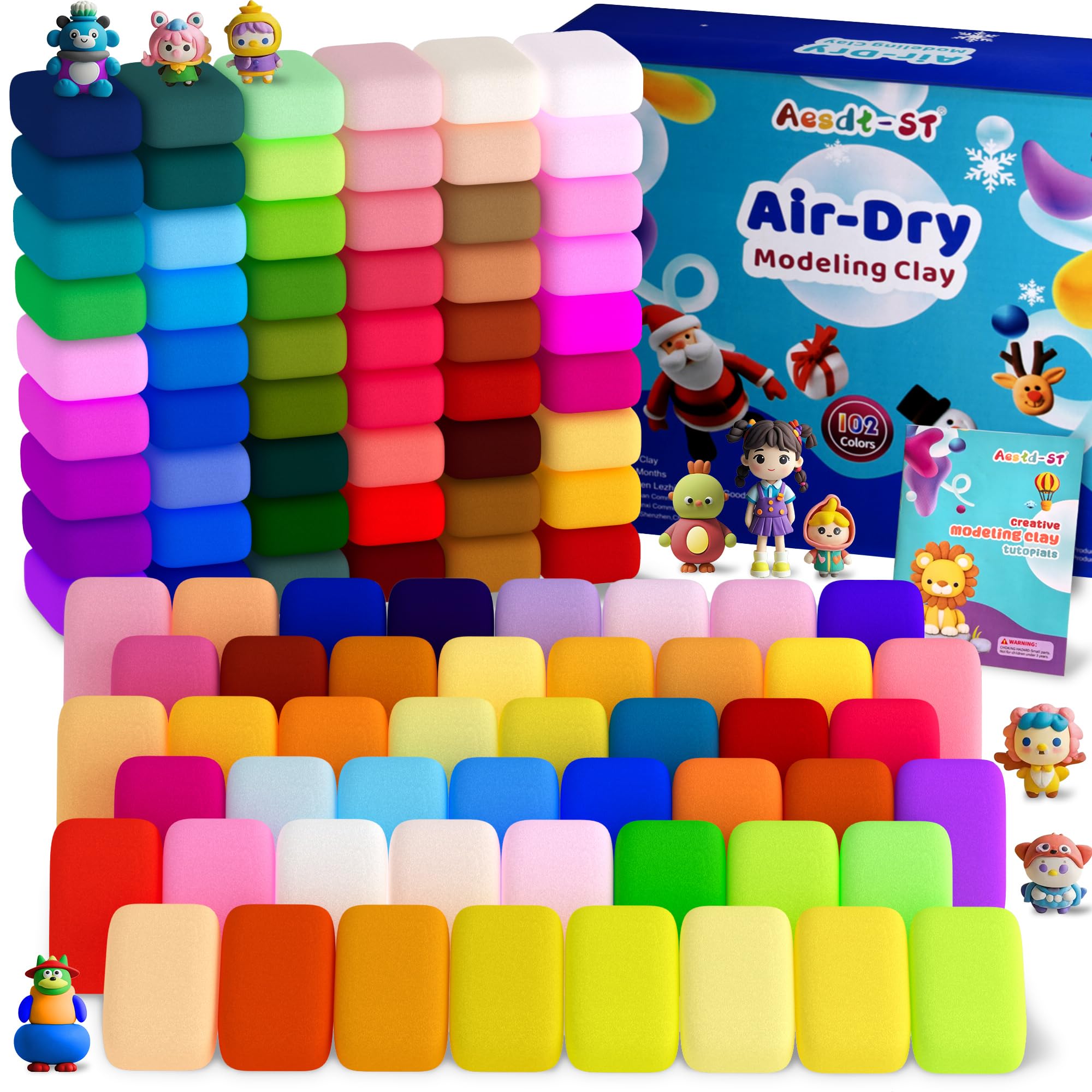 Air Dry Clay 102 Colors, Modeling Clay for Kids, Magic Clay, DIY Molding Clay Kit with Sculpting Tools, Soft and Non-Sticky, Arts and Crafts Gift for Boys Girls Kids