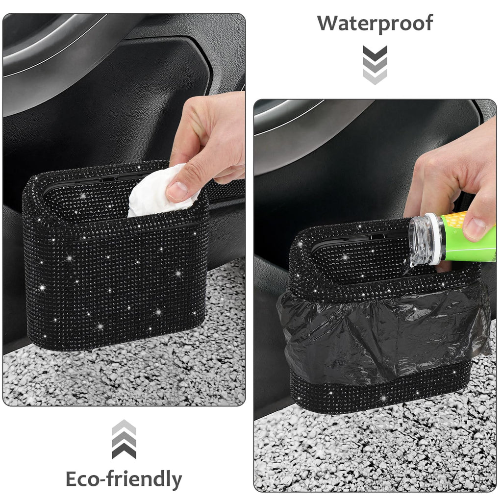 Accmor Car Trash Can with Lid, Mini Auto Dustbin Garbage Organizer with 30 Pcs Plastic Trash Bag, Automotive Garbage Container Bin for Vehicle, Home, Office
