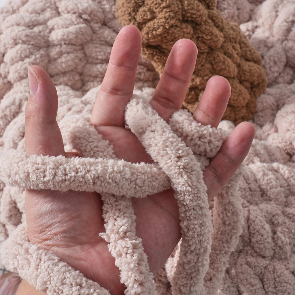 Crafted By Catherine Chunky Chenille Yarn - 2 Pack (8 oz / 227 g, 31.7 Yards Each Skein), Beige, Gauge 7 Jumbo