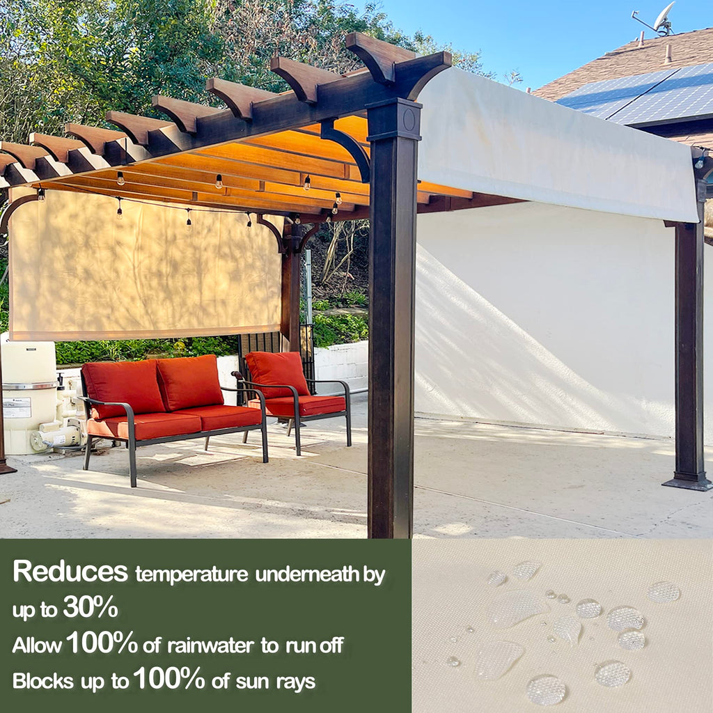 Alion Home Waterproof Pergola Cover - Universal Replacement Canopy (12' L x 8' W, Sand)
