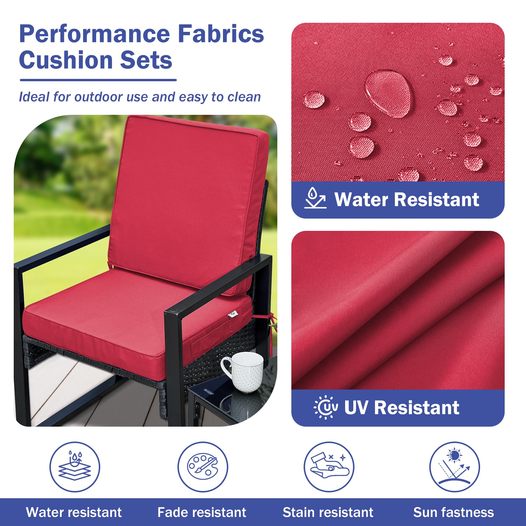 IPYNBAP Outdoor Cushions, Outdoor Chair Cushions 22x22x3 Inch, Cushions for Outdoor Furniture with Removable Cover, Waterproof & Fade Resistant Outdoor Seat Cushions for Patio, Lawn, Beige
