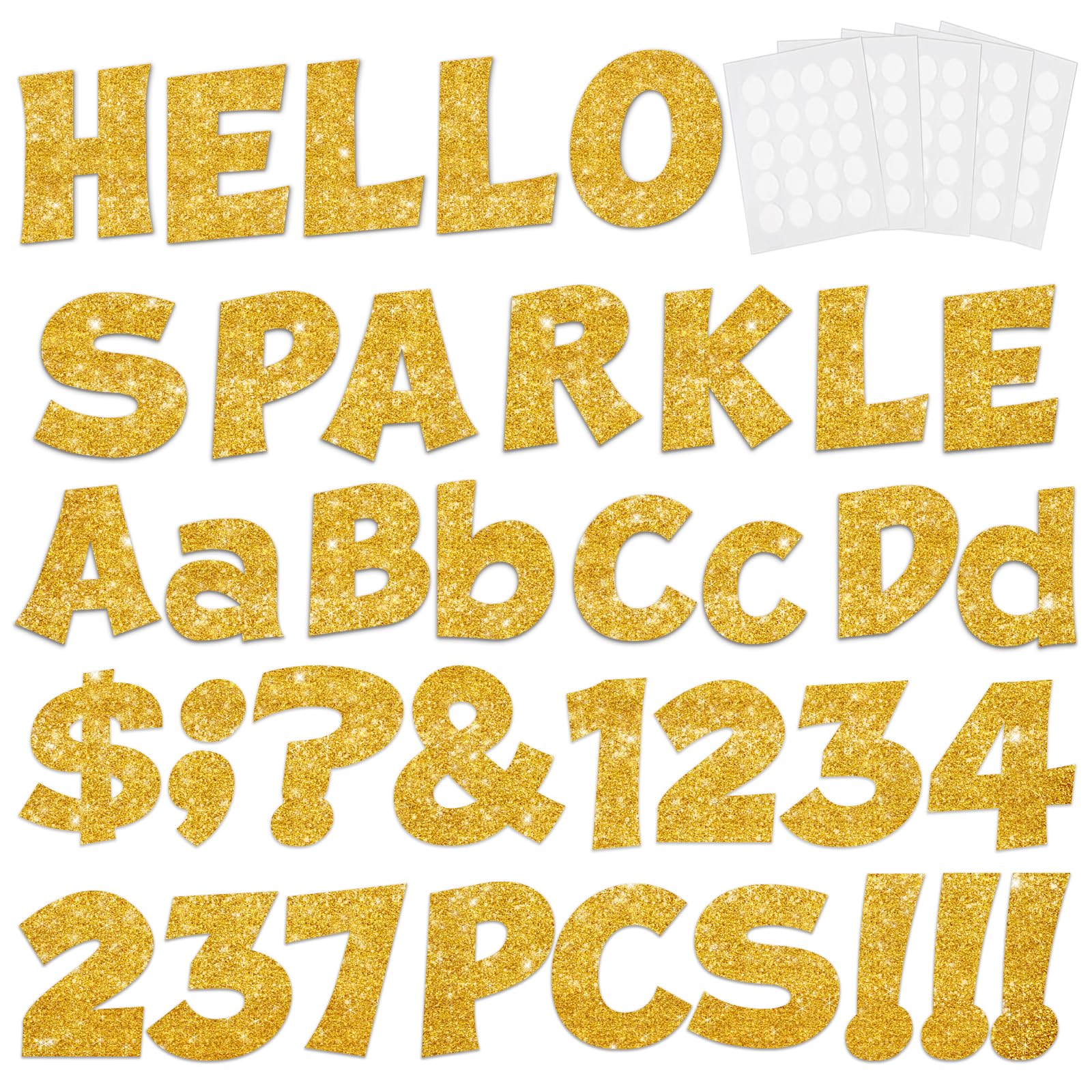 237 Pcs Glitter Bulletin Board Letters, Numbers and Punctuation, Poster Board Letters Alphabet Cut Out Cardboard Letters Accessories for Classroom Display Decorating Supplies 4inch (Black)