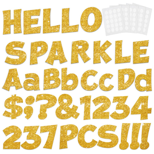 237 Pcs Glitter Bulletin Board Letters, Numbers and Punctuation, Poster Board Letters Alphabet Cut Out Cardboard Letters Accessories for Classroom Display Decorating Supplies 4inch (Black)