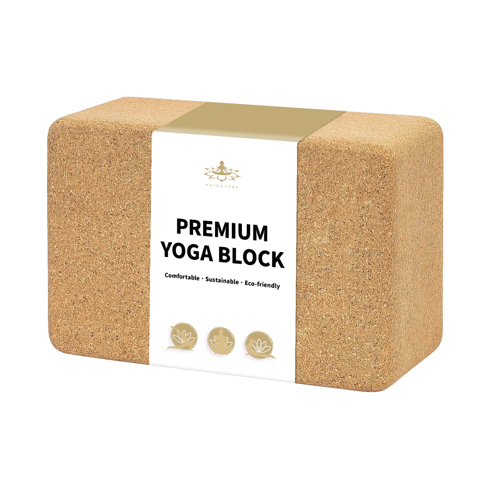 Hatha Yoga Cork Yoga Block, Natural Cork from Portuguese, Premium Brick, Eco-Friendly Yoga Accessories for Yoga, Pilates & Stretching