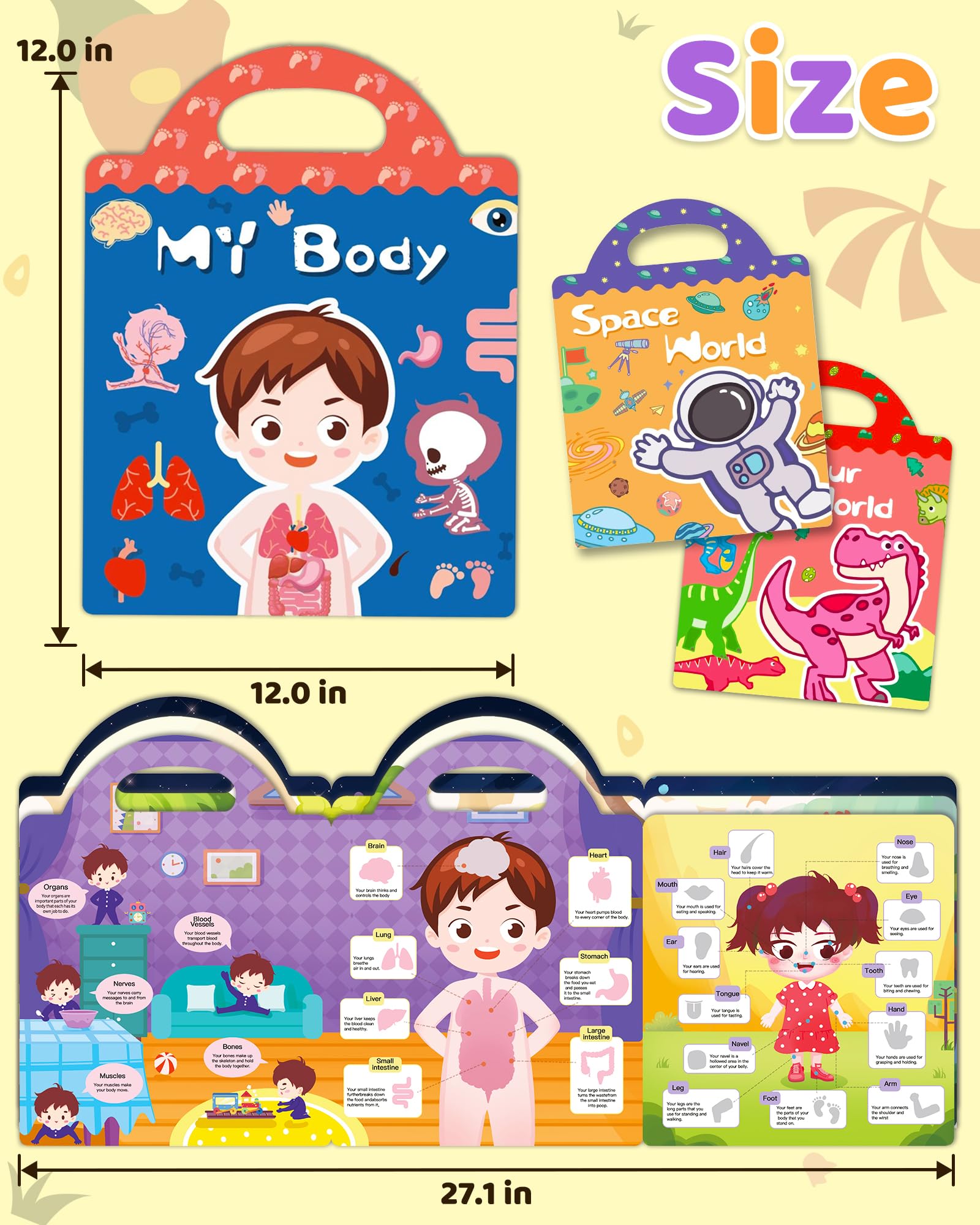 Benresive Reusable Sticker Book for Toddlers, Stickers for Kids, Travel Toys for Arts & Crafts Activities, Birthday Gift for Boys & Girls, Animals Dinosaurs Insects Themes