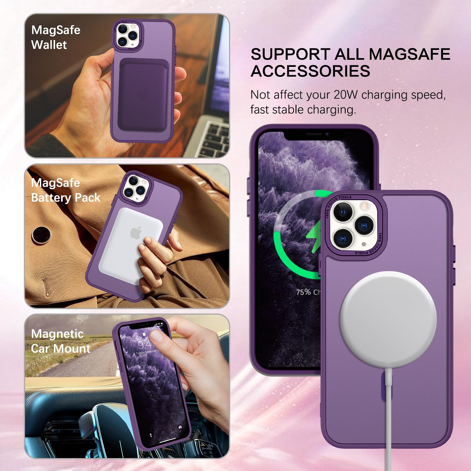 BENTOBEN for iPhone 11 Pro Case 2019 [Compatible with Magsafe] Translucent Matte Magnetic Phone Case iPhone 11 Pro 5.8" Slim Thin Shockproof Bumper Women Men Protective Cases Cover, Black