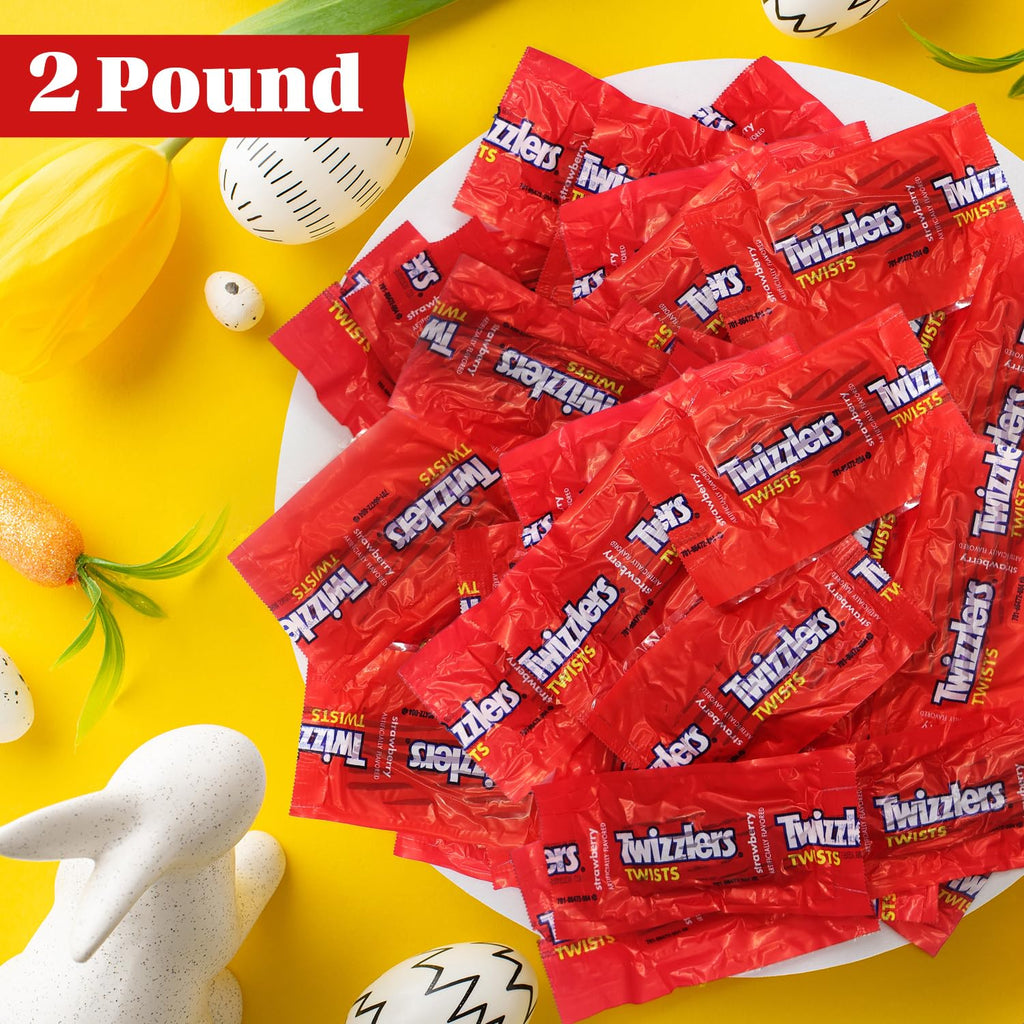 Strawberry Licorice Candy Bulk 2 lb, 95 Pieces Individually Wrapped - Geeoollah - Soft Chewy Red Candy for Party Favors, Office Candy Jar, Goodie Bags and Snacking