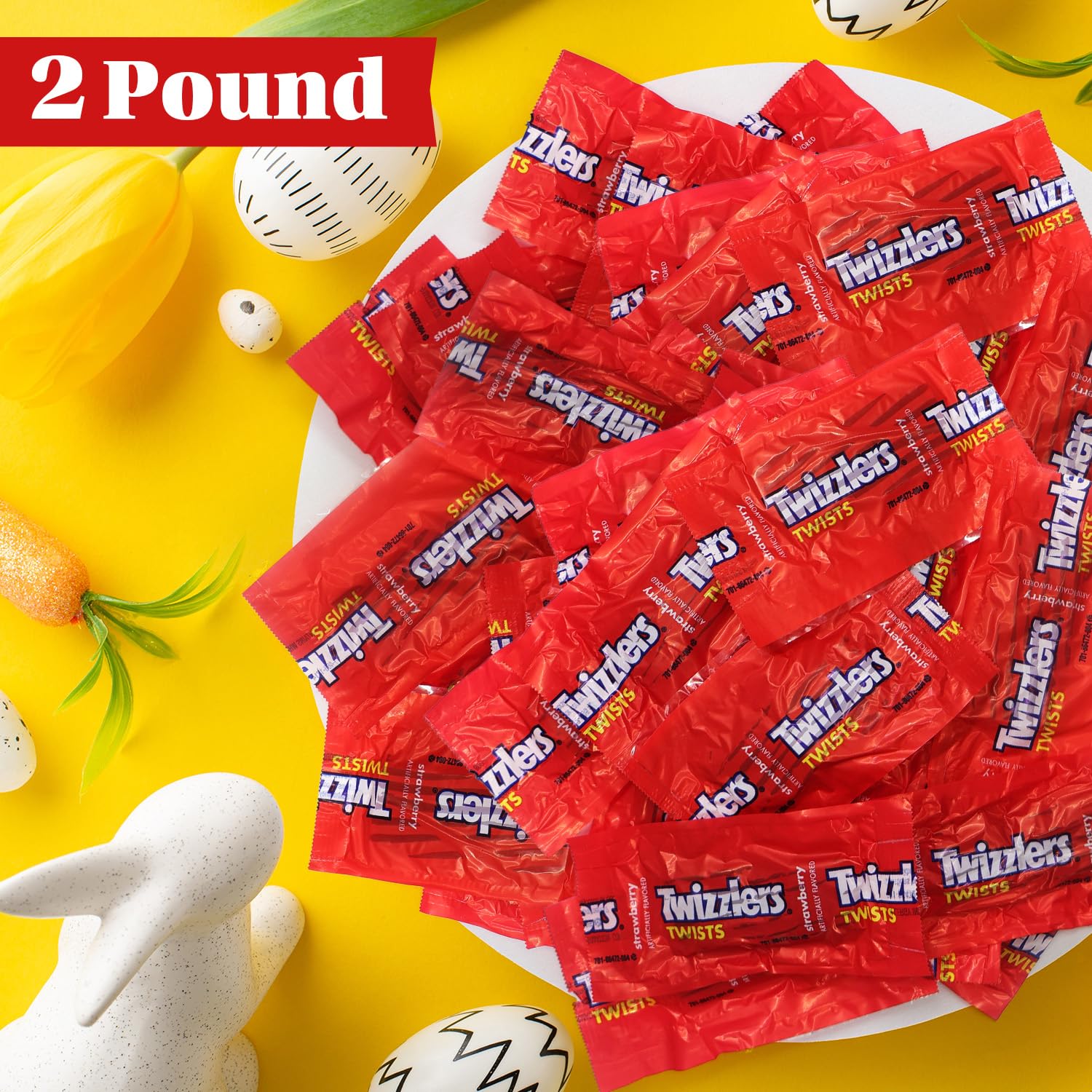 Strawberry Licorice Candy Bulk 2 lb, 95 Pieces Individually Wrapped - Geeoollah - Soft Chewy Red Candy for Party Favors, Office Candy Jar, Goodie Bags and Snacking