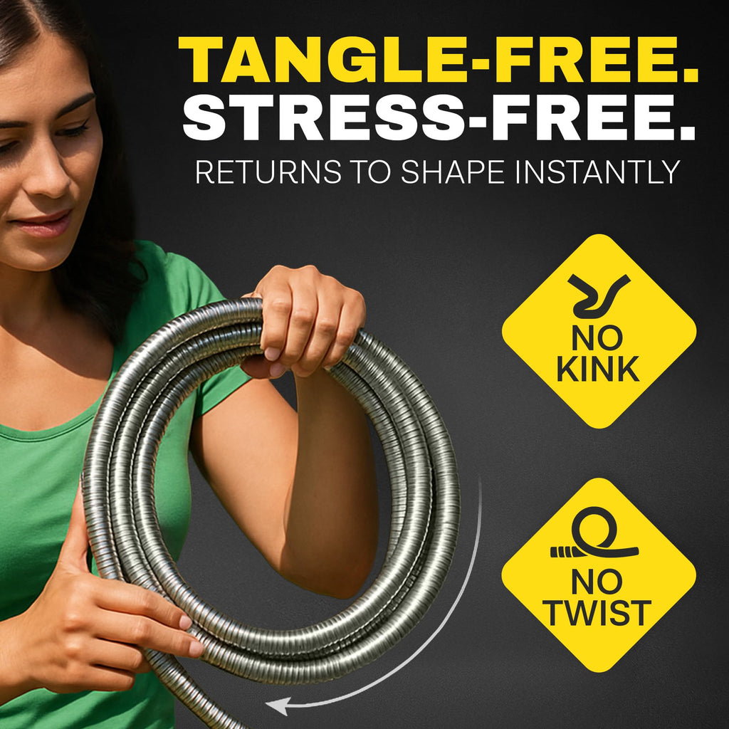 BIONIC STEEL 3Ft Short Garden Hose, 3 Ft x 5/8 In. Connector Hose for Reel, Leak Proof Connection, Heavy Duty, Non Kinking, Flexible, Hose Extension