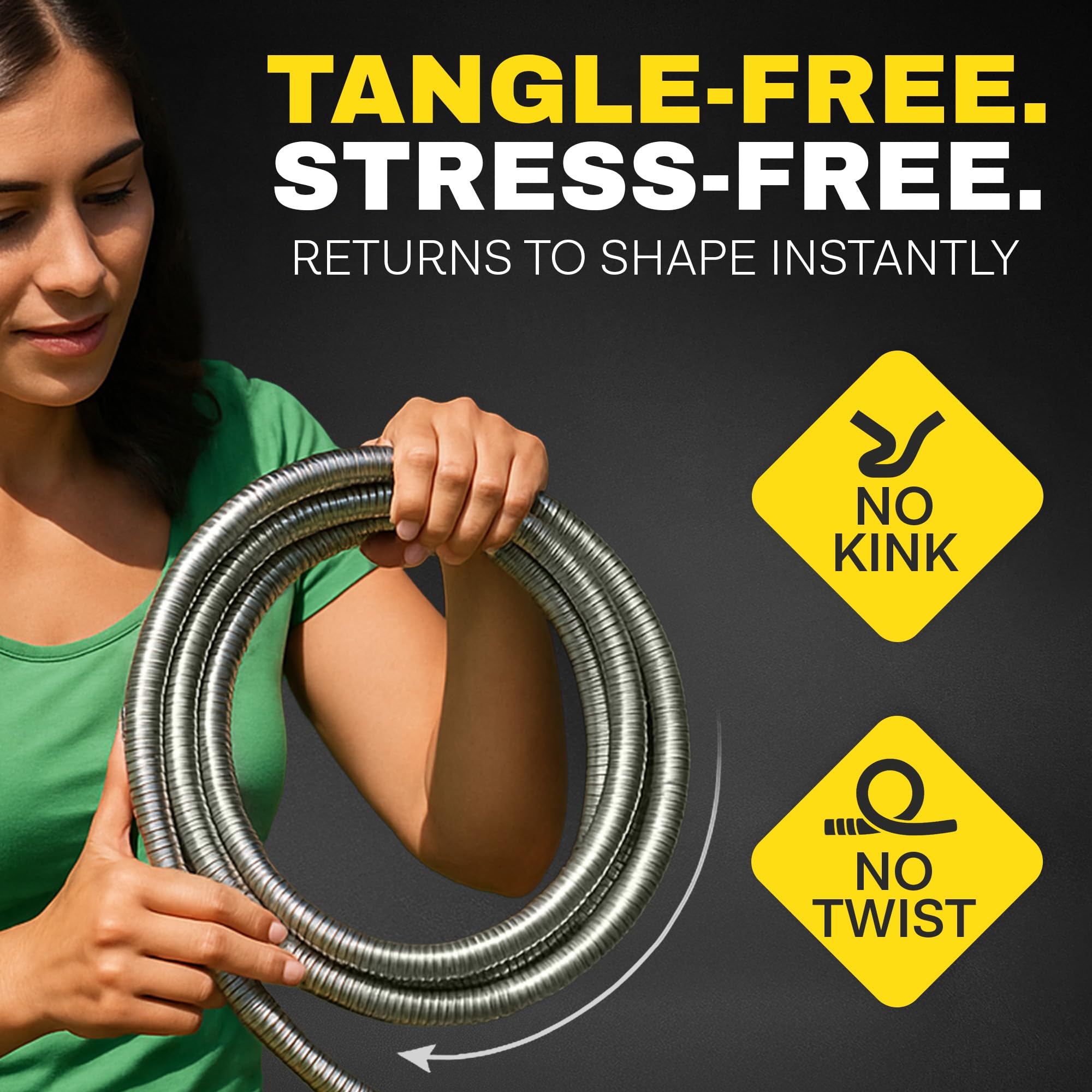 BIONIC STEEL 3Ft Short Garden Hose, 3 Ft x 5/8 In. Connector Hose for Reel, Leak Proof Connection, Heavy Duty, Non Kinking, Flexible, Hose Extension