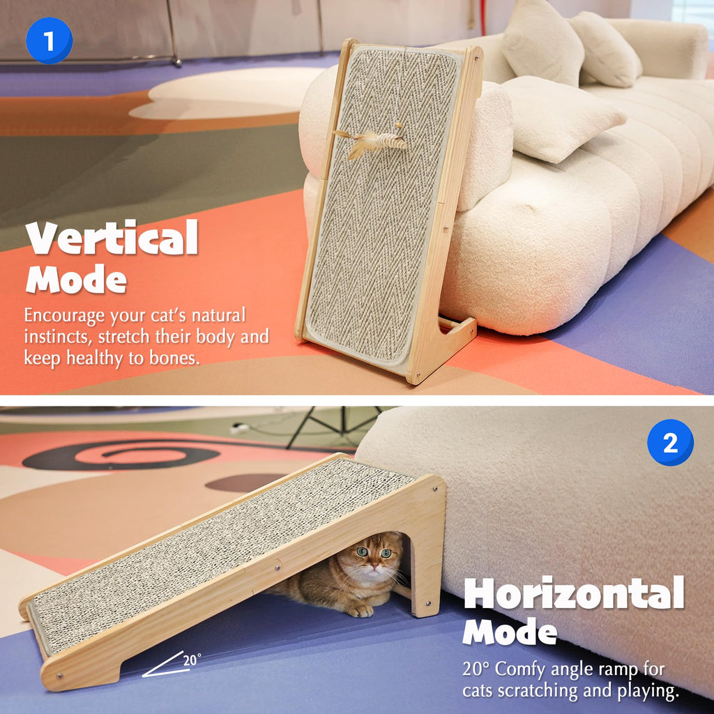 PETKARAY Couch Corner Cat Scratcher, 28.5" Sisal Scratching Post for Cats | Corner Wall Scratch Pad for Furniture Protection, Large Vertical Cat Scratching Post with Plush Base