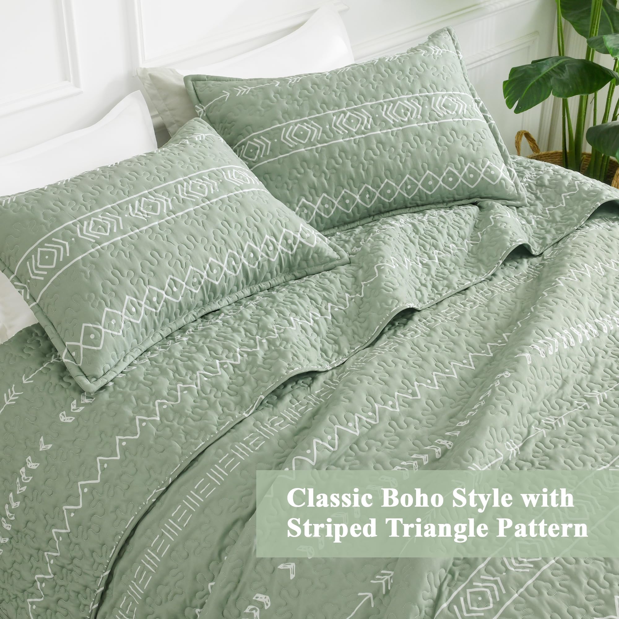 Andency Twin Quilt Set Grey, 2 Pieces Boho Lightweight Soft Striped Bedspread for All Season (68"x86"), Gray Printed Bohemian Polyester Reversible Coverlet Comoforter Sets